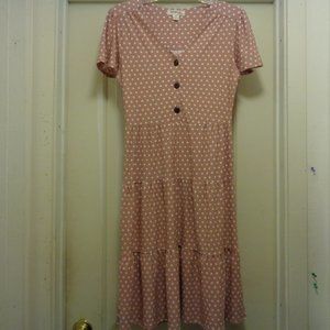 QUIET LUXURY MONTIEAU DARLING IN DOTS TIERED BROWN & WHITE DRESS M